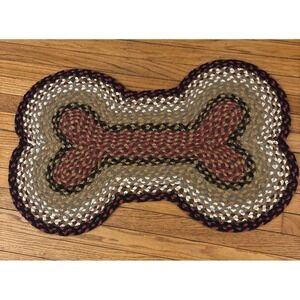 Burgundy Multi Colored Dog Bone Shape Jute Braided Rug 18" x‎ 28", Earth Rugs